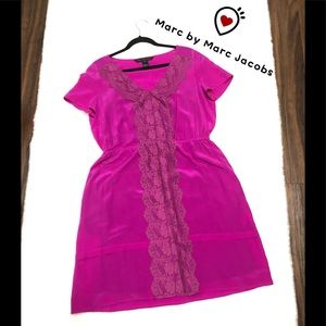 Marc by Marc Jacobs Fuchia Silk Lace Front Dress